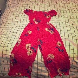 Red floral jumpsuit